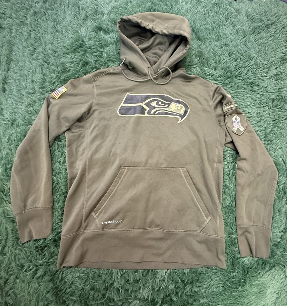 Nike Seattle Seahawks Salute To Service Therma-Fit Hoodie Large Olive Green NFL